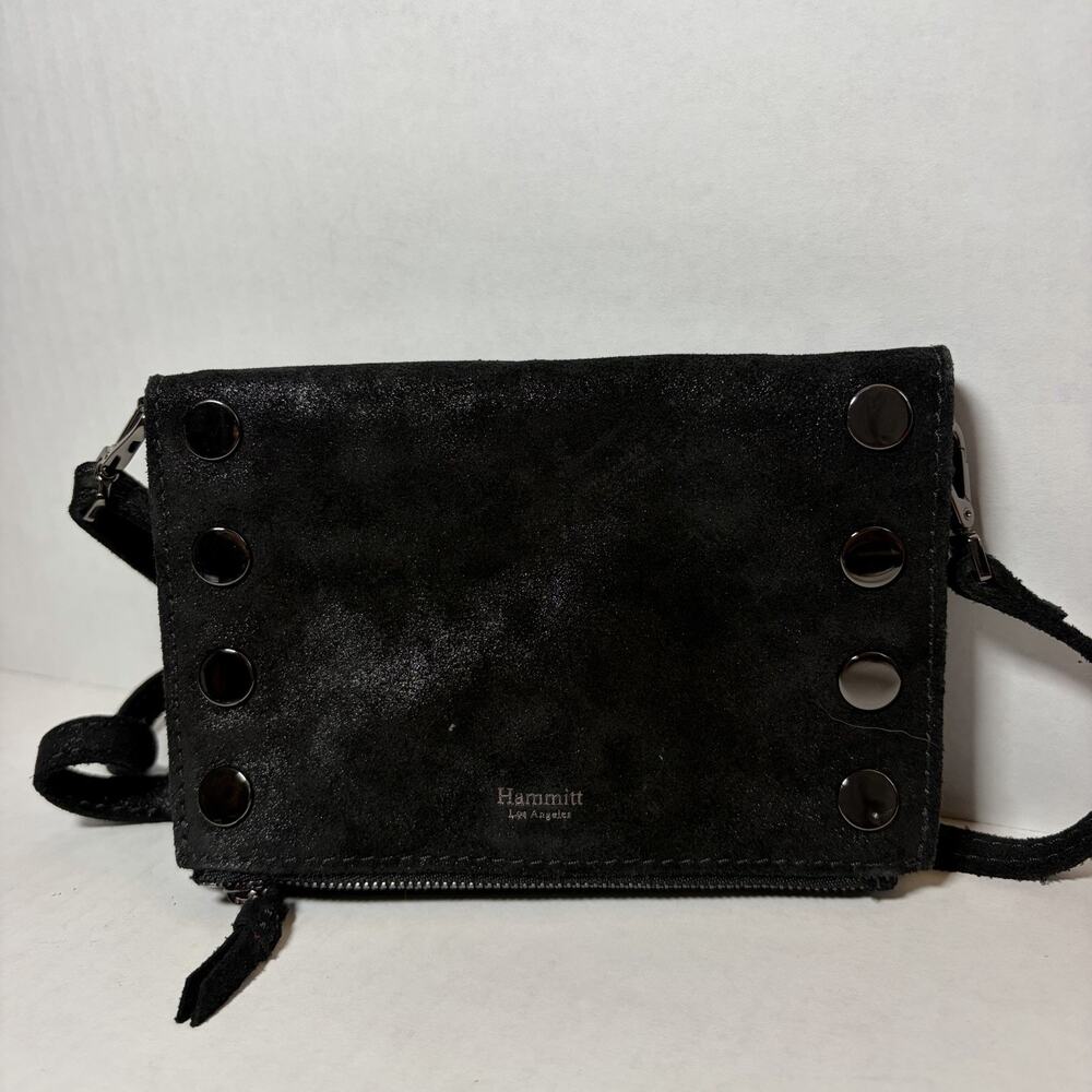 Hammitt Suede Mini Stadium Crossbody Purse Handbag Studded Awa Buffed Silver